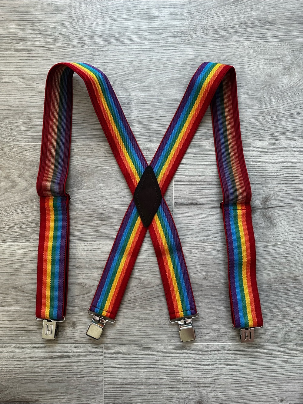 Suspender Store 2” Wide Rainbow Striped X-Back Suspenders - 42”